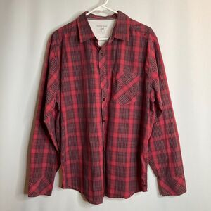 Horny Toad Organic Cotton Red Plaid Button Up L/S Size Large